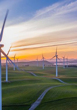 wind turbines on land
